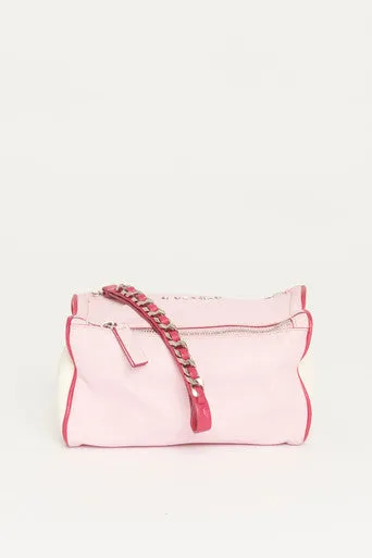 Pink and Cream Preowned Pandora Wristlet Clutch Bag