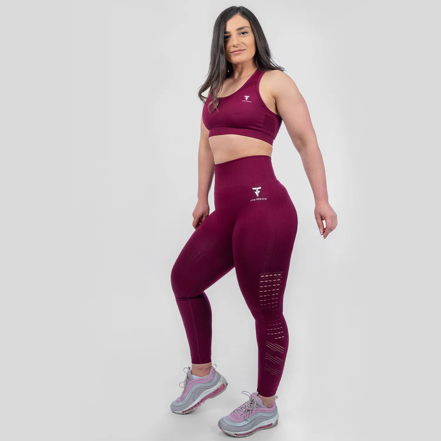 Power Packed Mesh Leggings Maroon