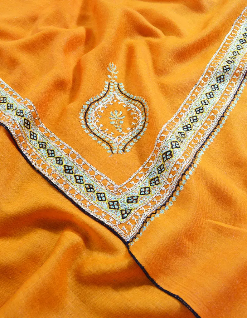 pumpkin tilla embroidery pashmina shawl 8395