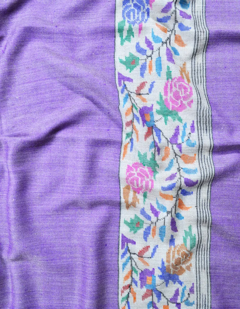 purple kani border pashmina shawl 7899