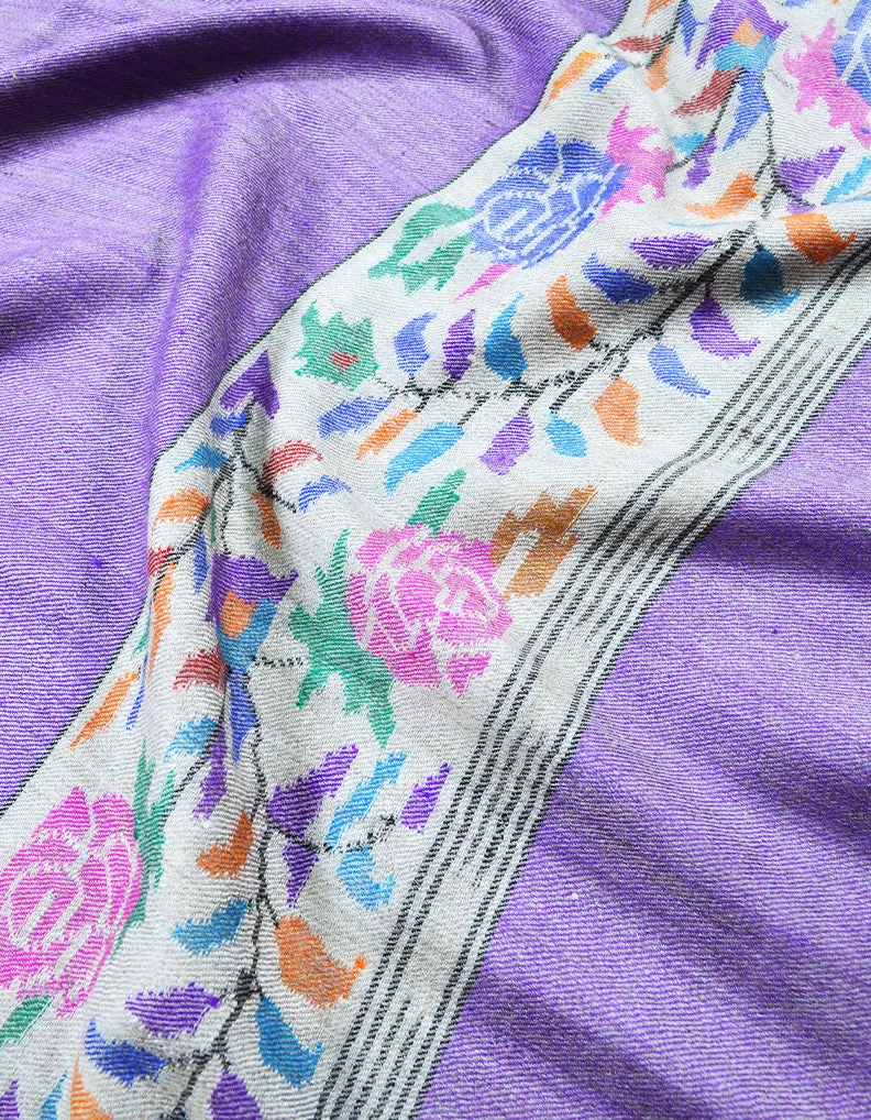 purple kani border pashmina shawl 7899