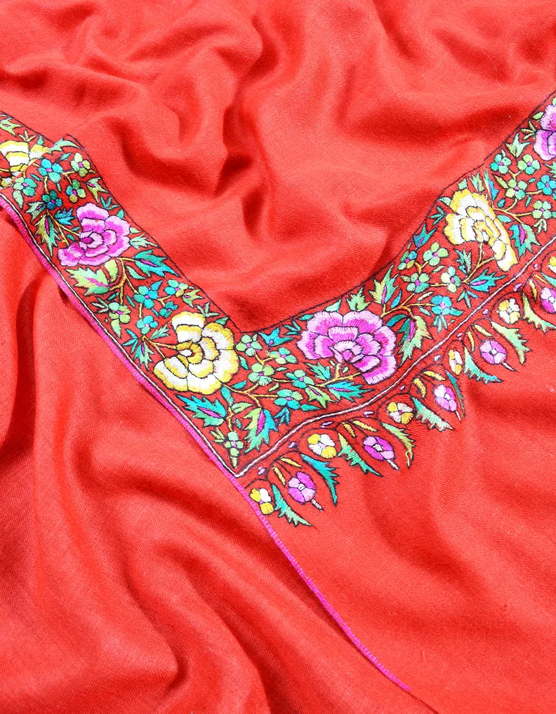 red embroidery pashmina shawl 8080