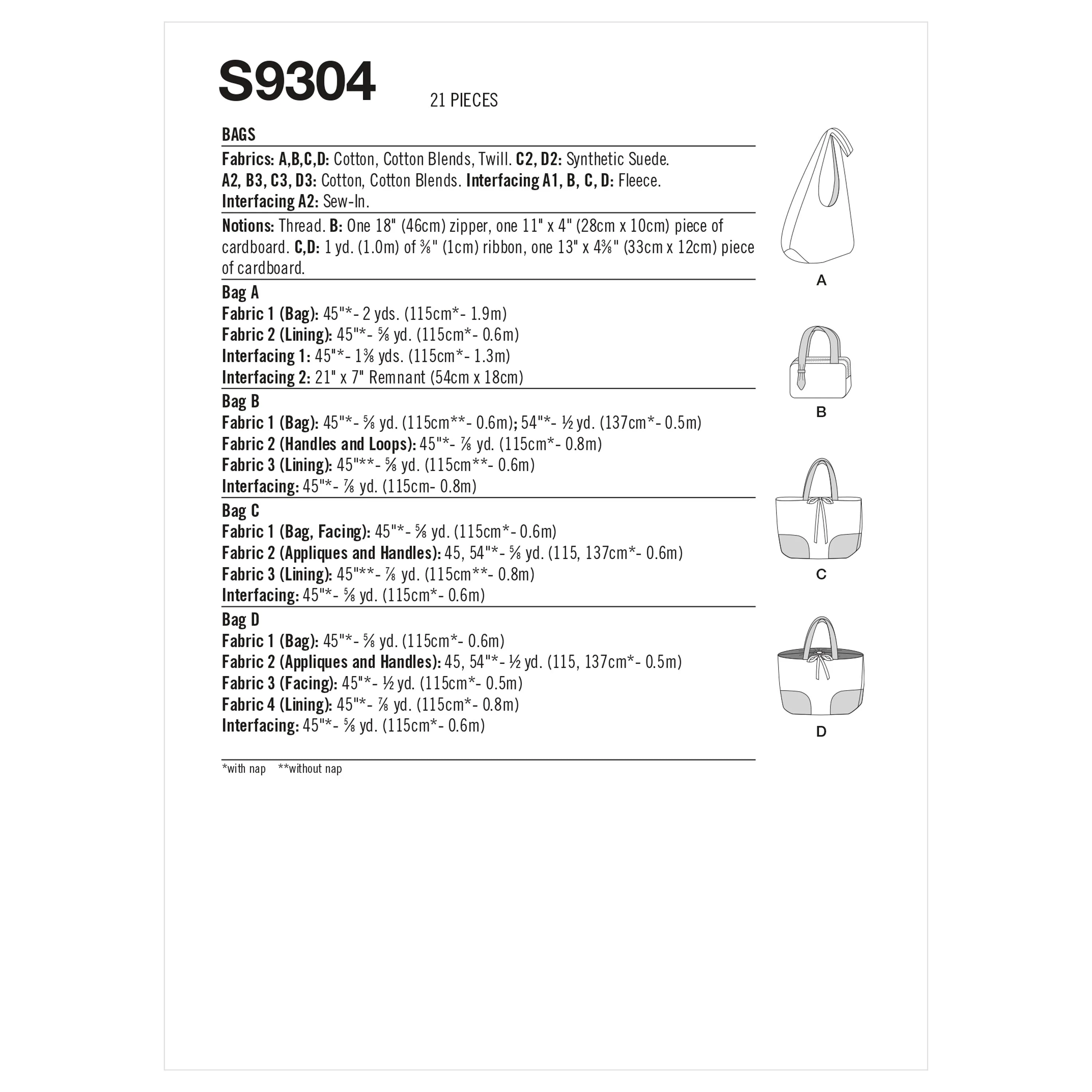 Simplicity Pattern 9304 Bags