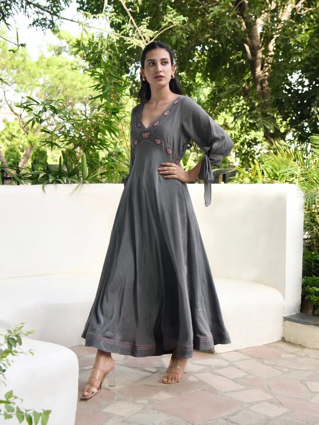 Smoked Grey Modal Silk Long Dreamy Dress