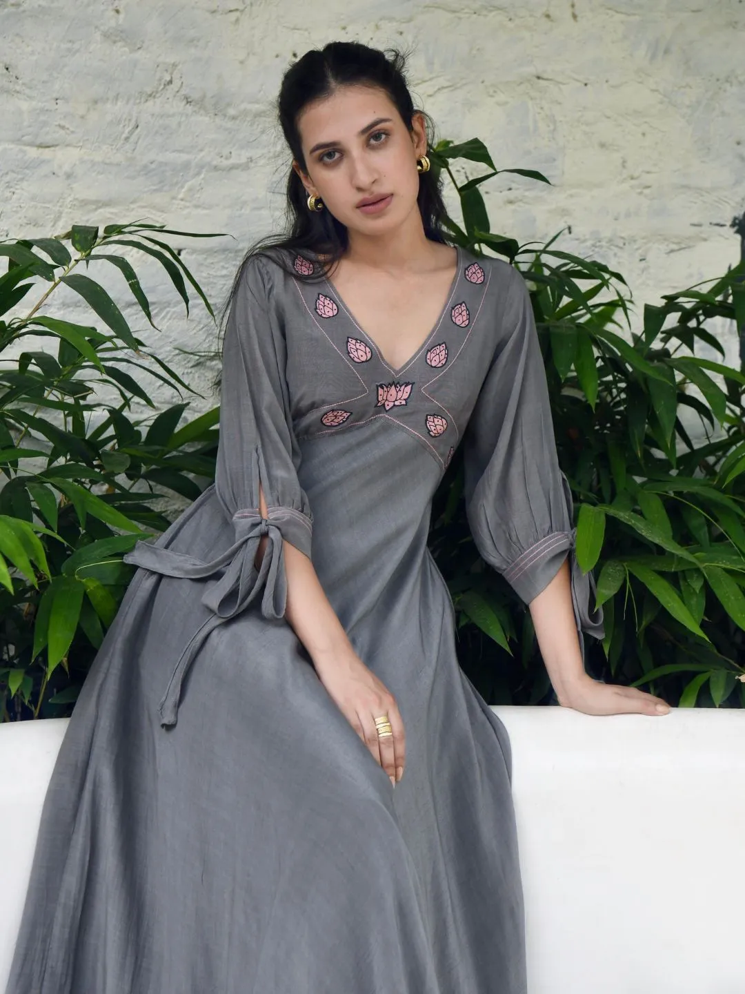 Smoked Grey Modal Silk Long Dreamy Dress