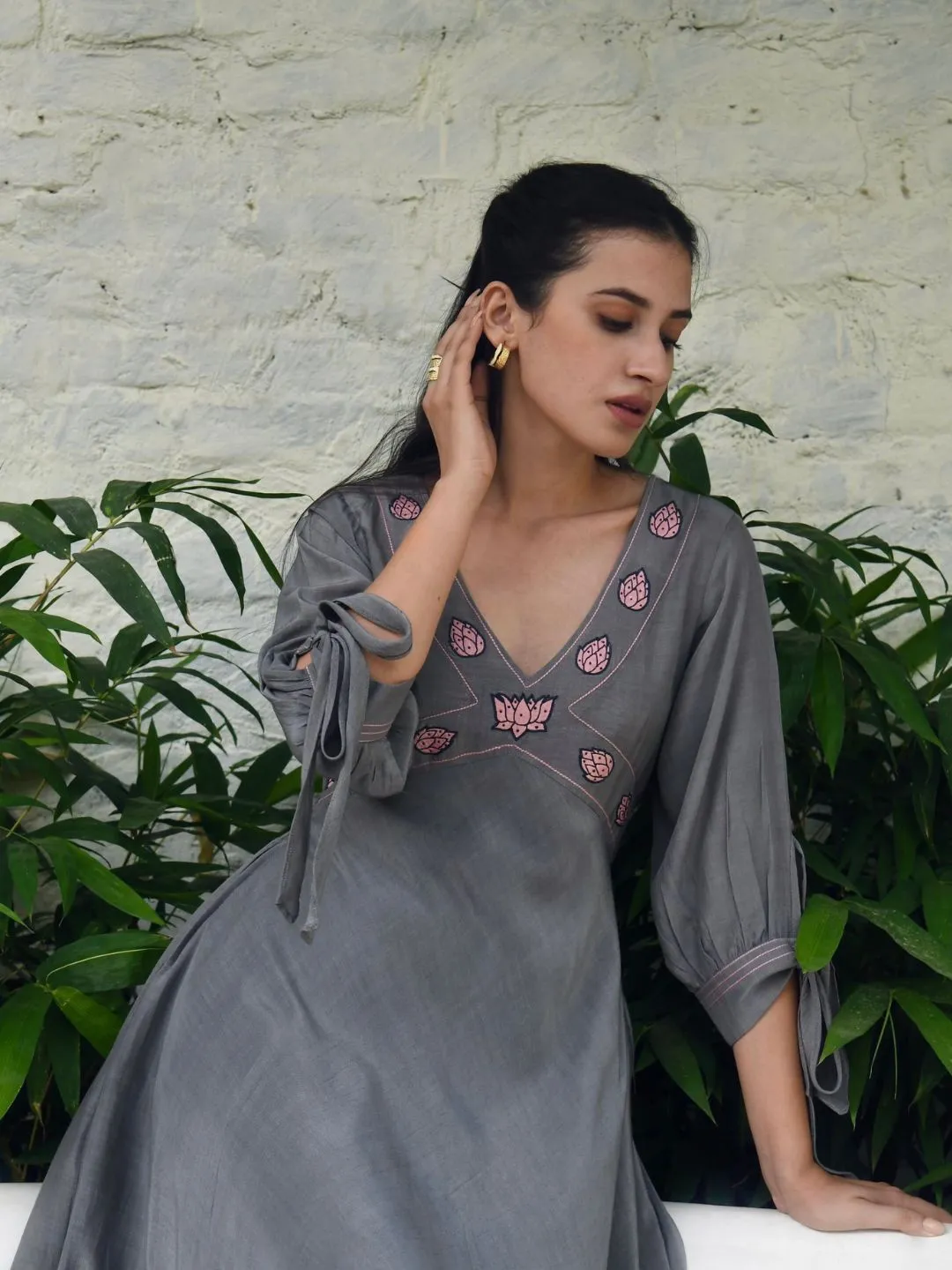 Smoked Grey Modal Silk Long Dreamy Dress