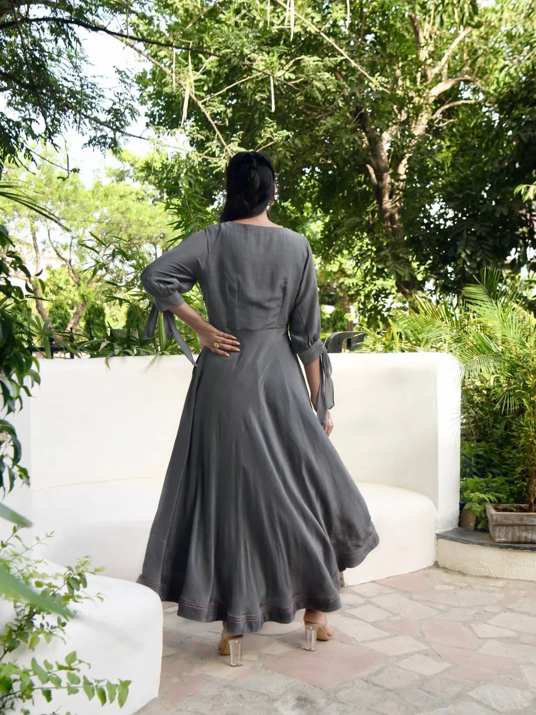 Smoked Grey Modal Silk Long Dreamy Dress