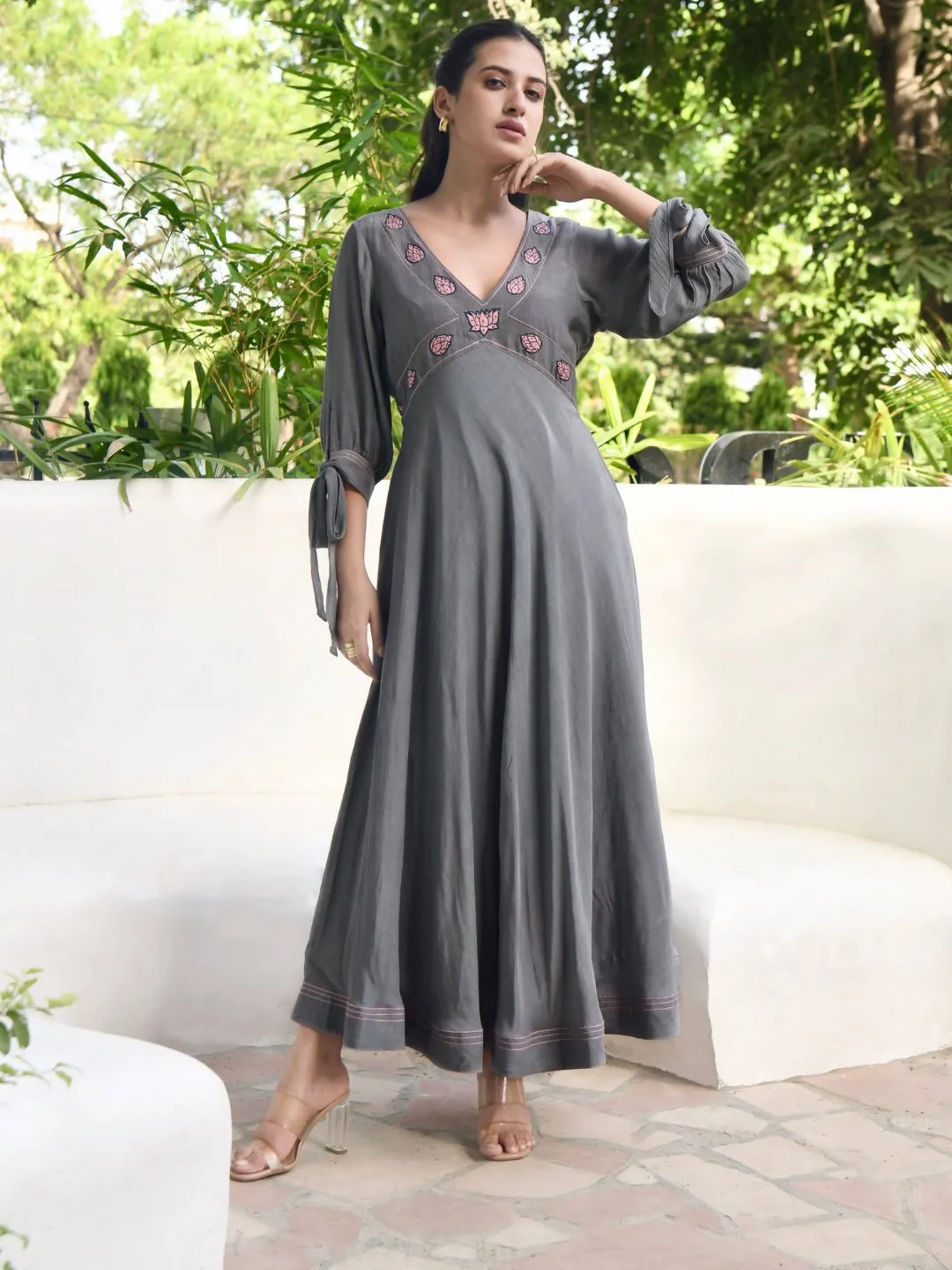 Smoked Grey Modal Silk Long Dreamy Dress