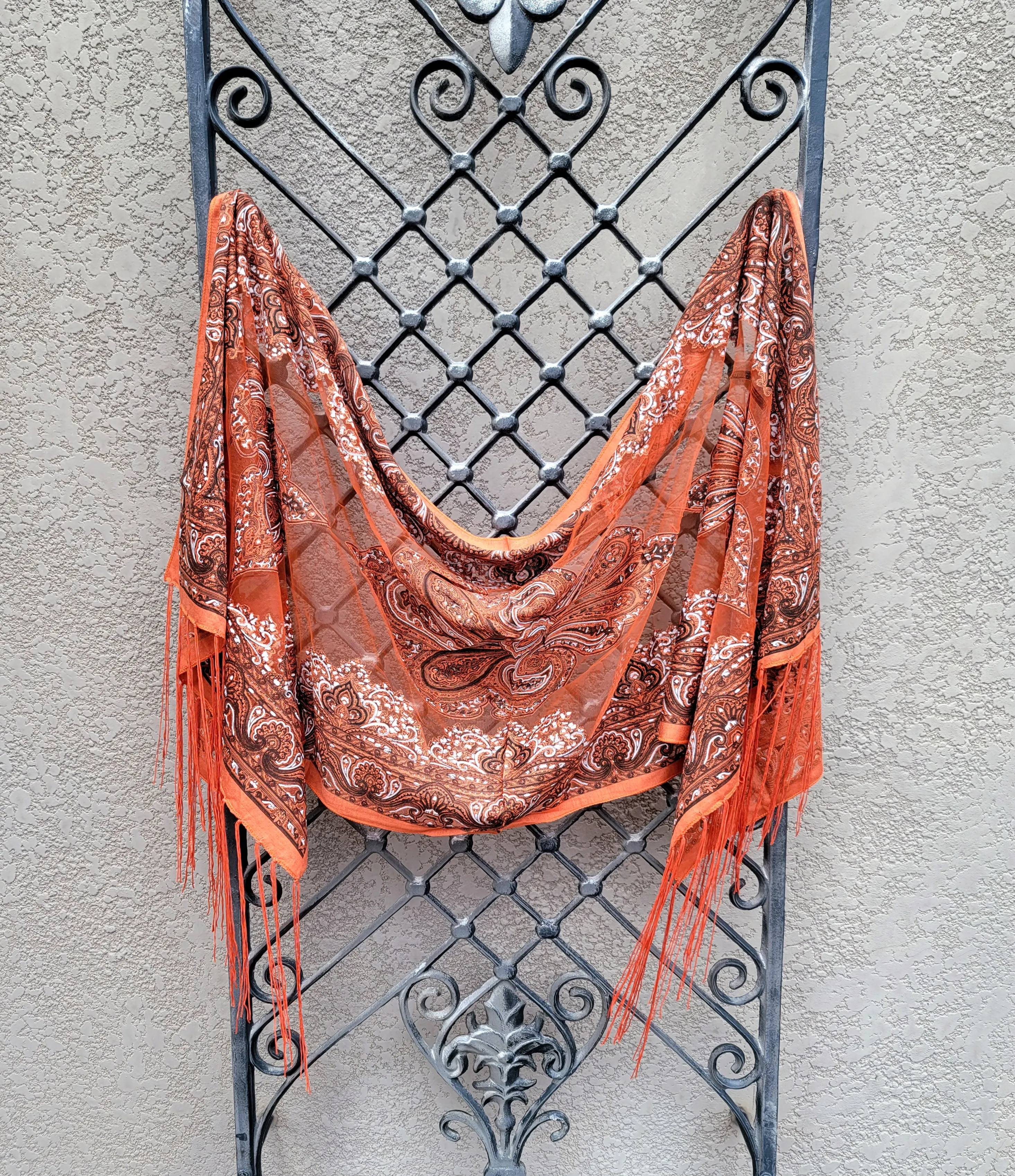 Sparkle Sheer Scarf Orange