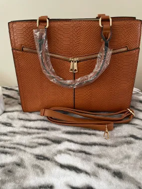 Structured Large Tan Bag with Detachable Strap