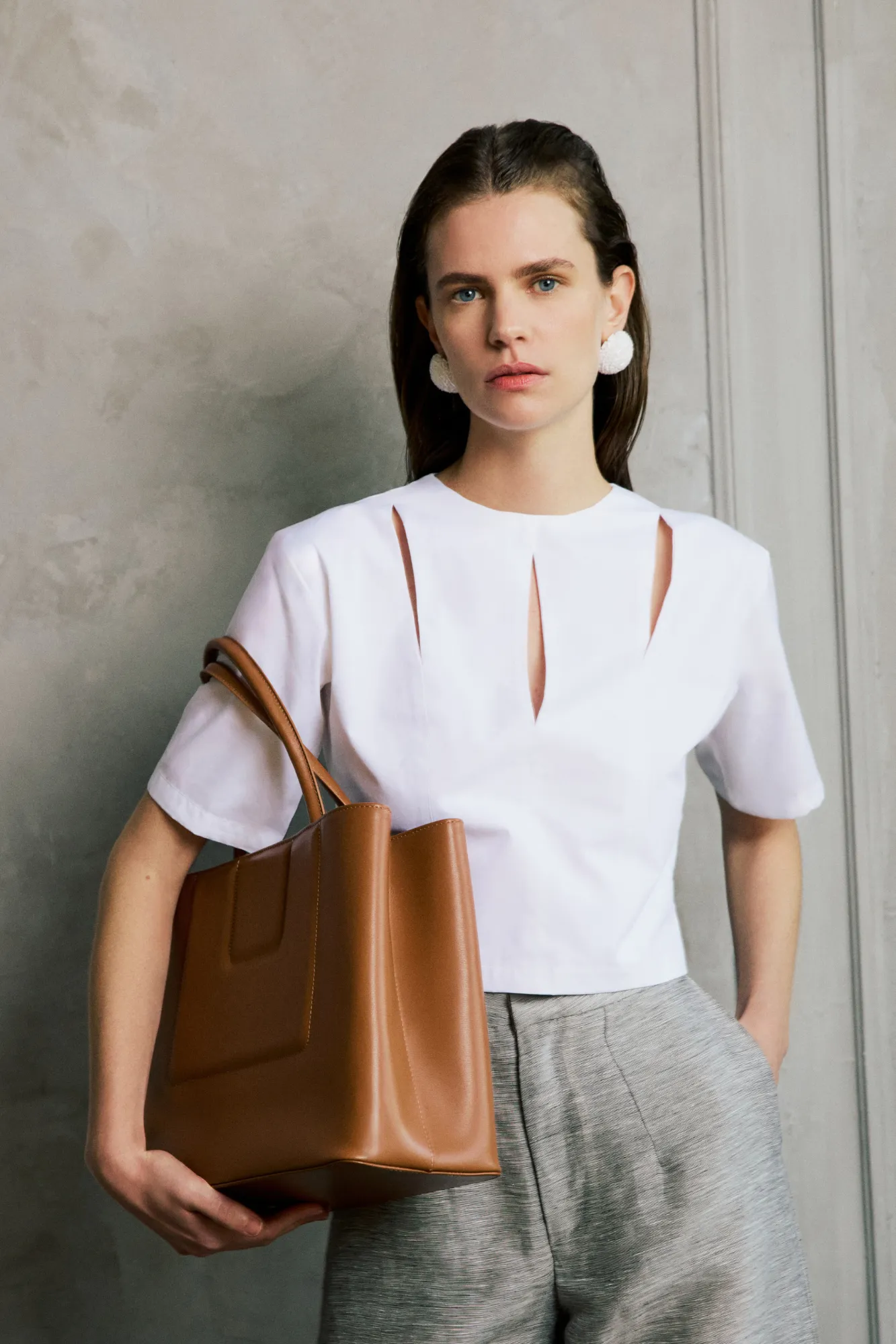 Tobacco Structured Leather Tote