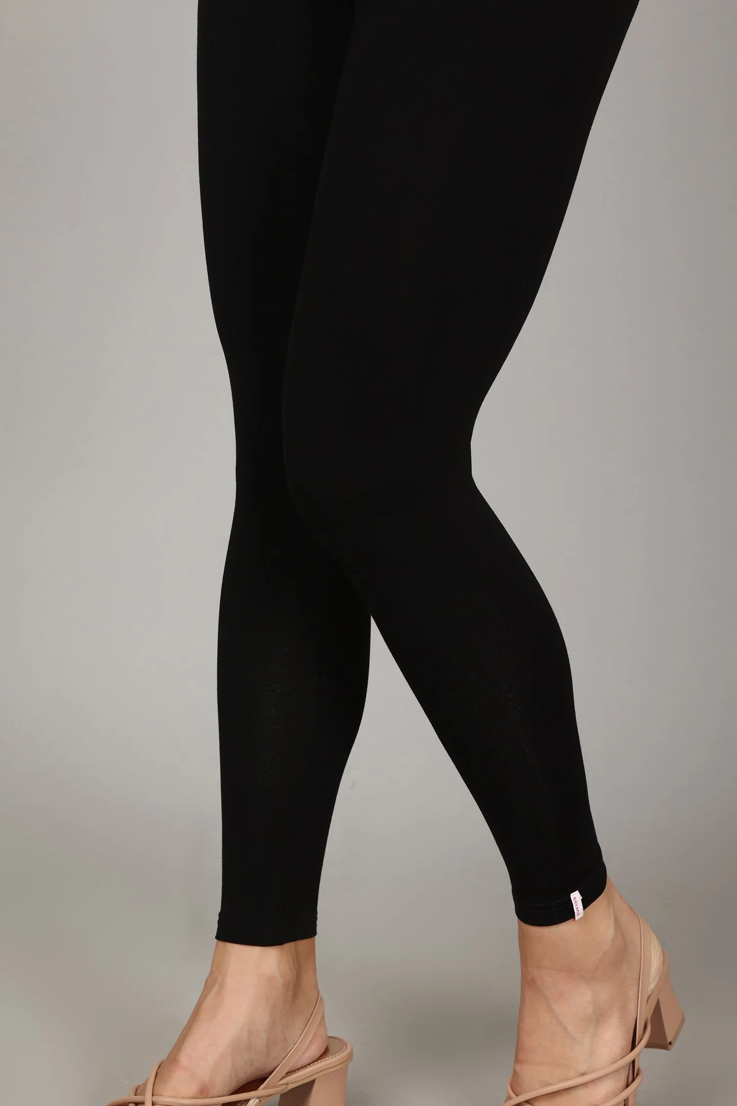 VISCOSE ANKLE LEGGINGS - BLACK