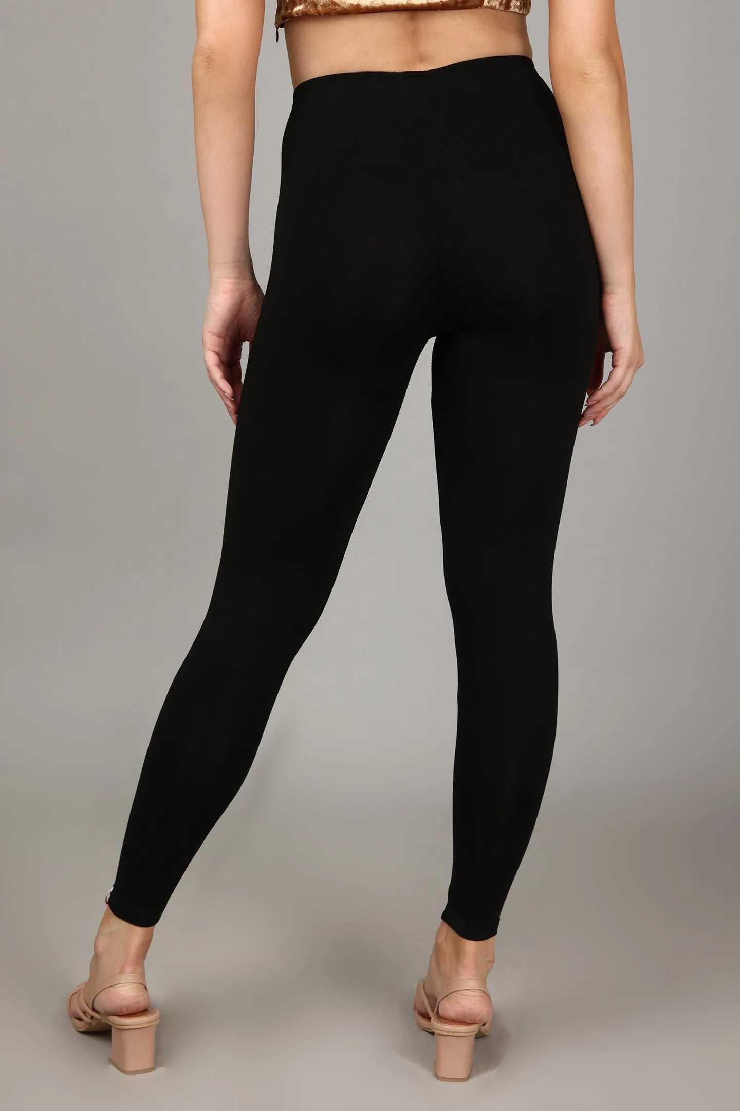 VISCOSE ANKLE LEGGINGS - BLACK