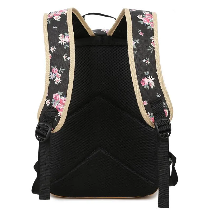 Women's Canvas Backpack With Floral Print