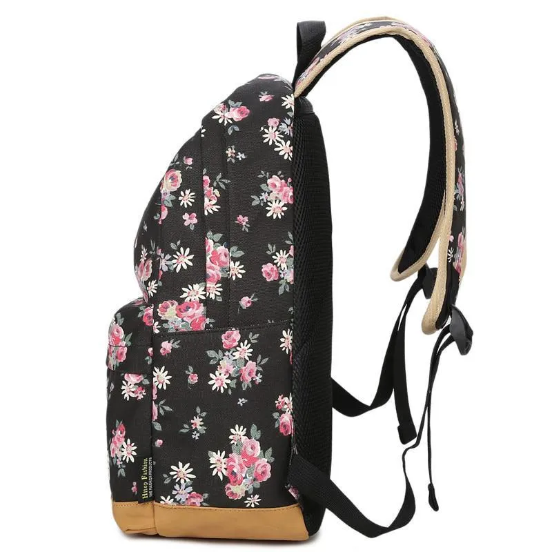 Women's Canvas Backpack With Floral Print