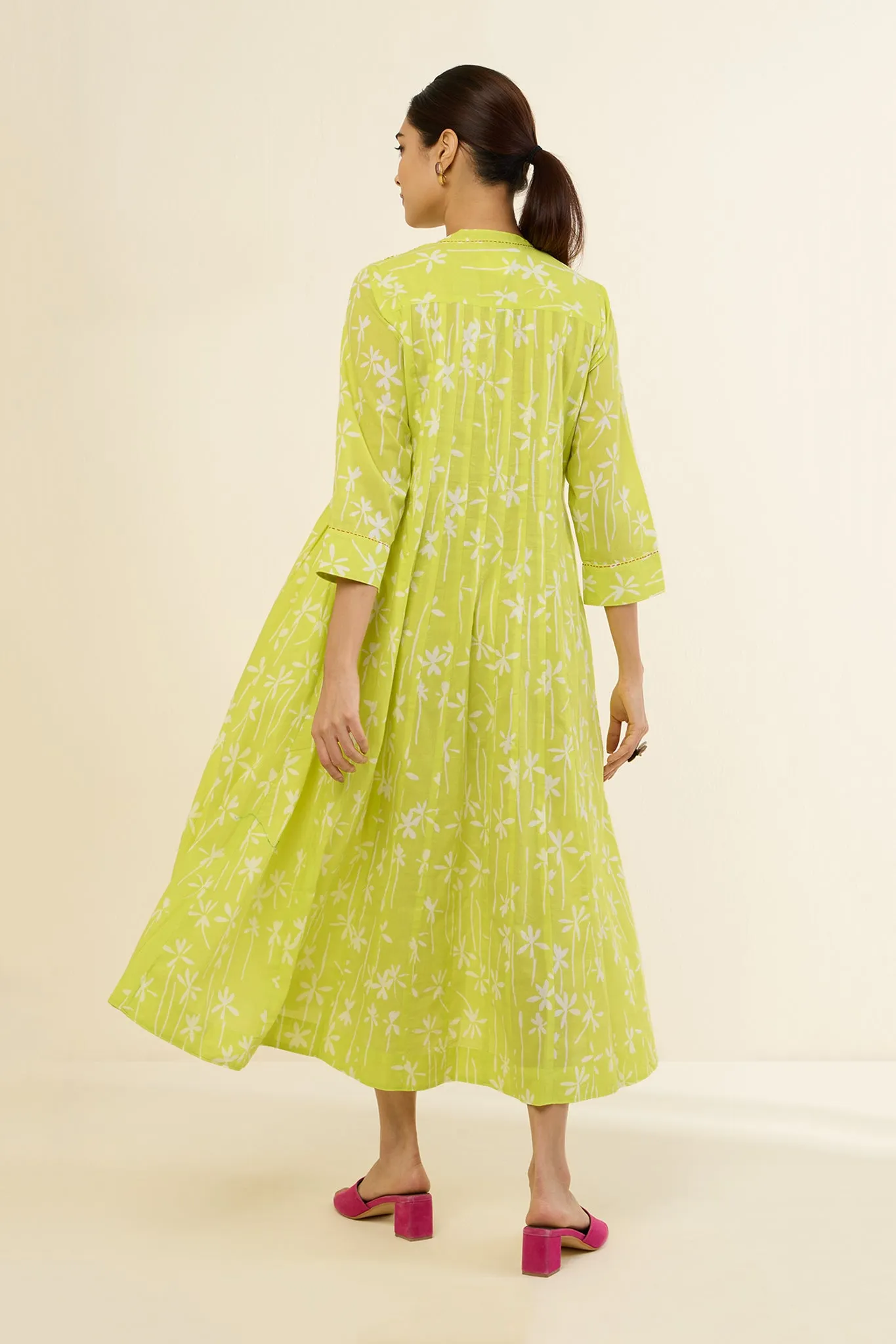 Zesty Lime Flower Bouquet Infinity Pintuck Dress